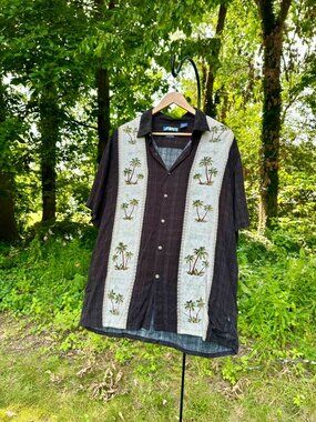Campia Men's XL Short Sleeve Bowling Shirt Palm Trees Vintage Hawaiian Shirt